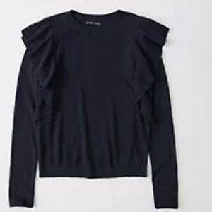 Abercrombie & Fitch Classic Navy Ruffle Sweater L